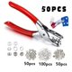 thumbnail image 3 of Juego de 50 alicates de cinco mordazas de 9,5 mm para hebillas, herramientas para manualidades, costura, botones a presión de metal macizo hueco, accesorios de instalación de ropa, 3 of 5