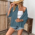thumbnail image 6 of Plaid Button Down Shirts for Women Short Sleeve Loose Cotton and Linen Tunic Blouse Plaid Shrits, 6 of 9