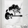 thumbnail image 1 of Guitar Tapestry, Composition of a Bird on a Musical Instrument with a Tree on the Back, Fabric Wall Hanging Decor for Bedroom Living Room Dorm, 5 Sizes, Charcoal Grey and White, by Ambesonne, 1 of 1