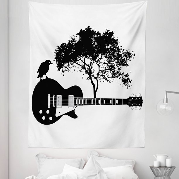 Guitar Tapestry, Composition of a Bird on a Musical