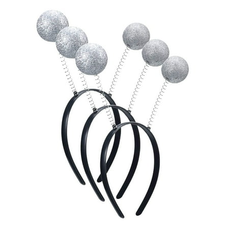 3 Pieces Silver Alien Antenna Headband,  Martian Alien Headband, Boppers Ball Head Boppers for Halloween Christmas Party Decoration