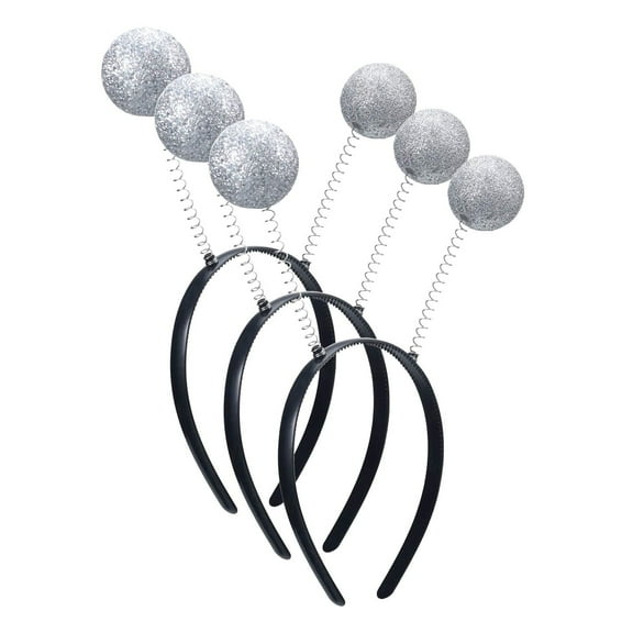 3 Pieces Silver Alien Antenna Headband,  Martian Alien Headband, Boppers Ball Head Boppers for Halloween Christmas Party Decoration