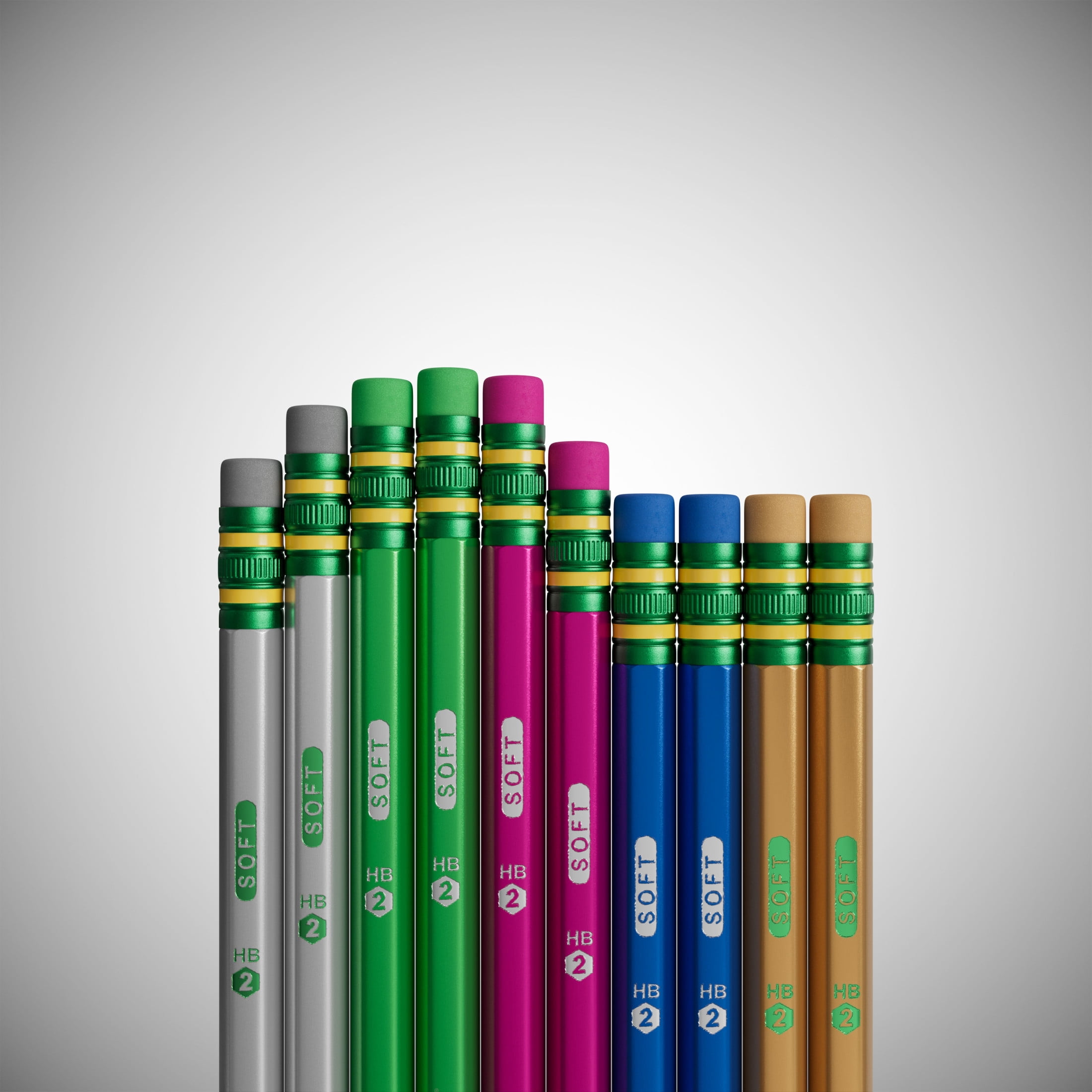 Ticonderoga Wood Pencils, Presharpened, #2 HB .3 mm Lead, Metallic Assorted, 12 Count