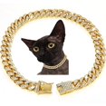 thumbnail image 3 of Collar de gatito de diamantes de imitación, cadena de Metal de lujo para todas las razas, perros y gatos, Collar de perro de enlace cubano, cadena dorada de Hip Hop, Collar para mascotas para cachorro, 3 of 4