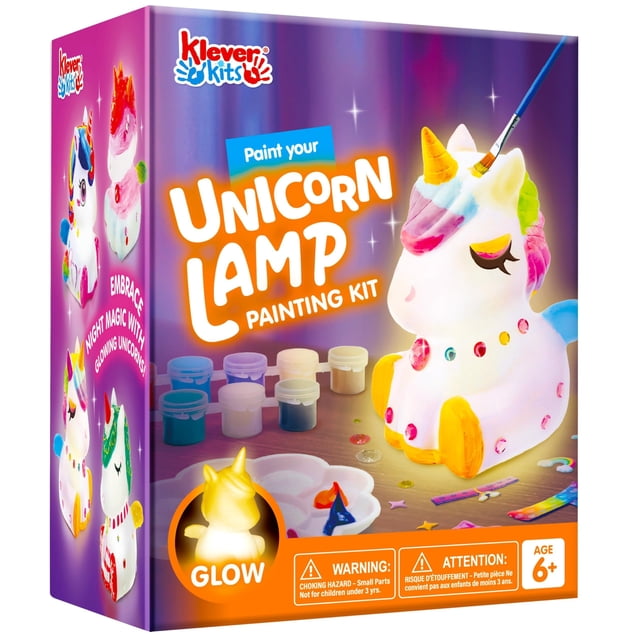 Kit de manualidades Klever Kits, luz nocturna con forma de unicornio, pintura para bricolaje