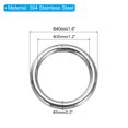 thumbnail image 2 of Uxcell 1.6" Metal O Rings, 8 Pcs 304 Stainless Steel Smooth Round Rings for Bags, Belts, 5mmx40mm, 2 of 5