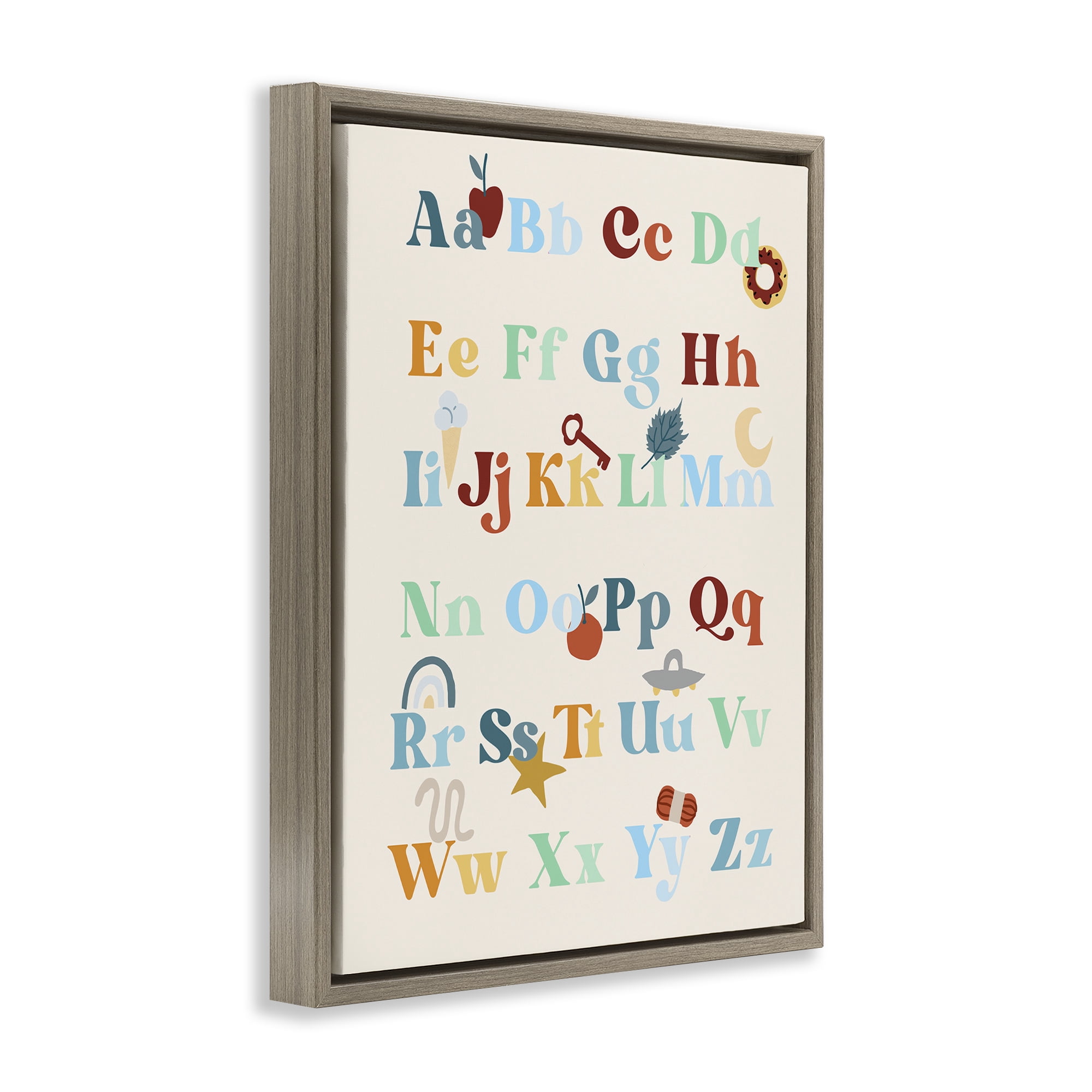 Stupell Industries Boy's Alphabet Chart Novelty Painting Brown Floater Framed Art Print Wall Art, 17 x 21