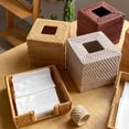 thumbnail image 3 of Nvzi Funda para caja de pañuelos de ratán, tejido natural, soporte para servilletas faciales, cuadrado (blanco, 5,7 x 5,7 x 5,7 pulgadas), 3 of 3