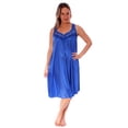 thumbnail image 2 of Women's Silky Feeling Sleeveless Nightgown with Embroidery Lace Floral Design, Royal Blue, Size XL, 2 of 5