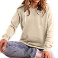 thumbnail image 4 of RXIRUCGD Chandails en Molleton Oversize pour Femmes Manches Longues Col Rond Fermeture Éclair Latérale Pull Tops Vêtements Tendance Automne 2024, Kaki, Taille : TG, 4 of 4