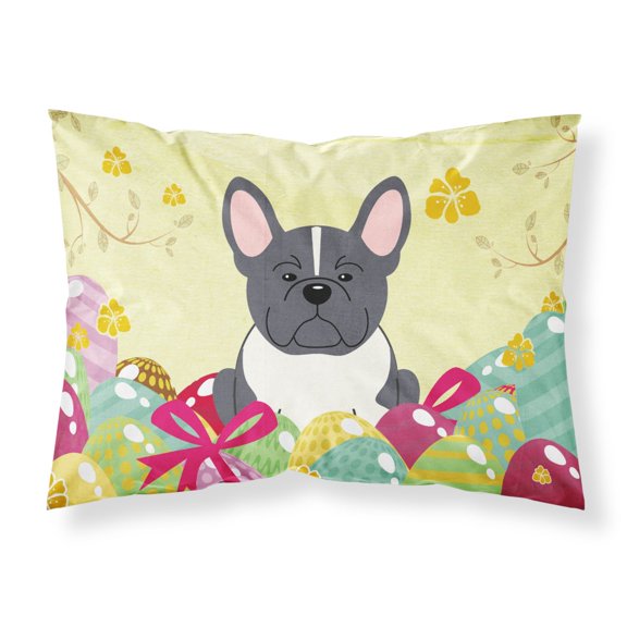 Carolines Treasures BB6012PILLOWCASE Easter Eggs French Bulldog Black White Fabric Standard Pillowcase Standard