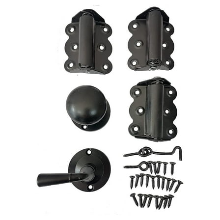 Screen Door Hardware Kit with Self-Closing Hinges Black