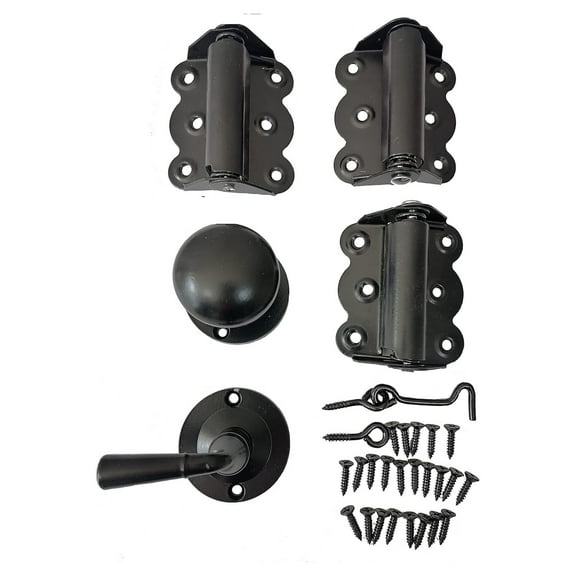 Screen Door Hardware Kit with Self-Closing Hinges Black