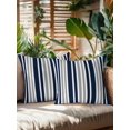 thumbnail image 2 of Outdoor Pillows Waterproof, Navy Blue Grey Striped Bedding Throw Pillows with Insert for Couch Sofa Bed, Modern Minimalist Ombre Lines 16x16 Inch Pillowcases Decorative Camping Patio Pillow Set of 2, 2 of 8