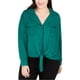 thumbnail image 1 of INC Camisa con botones y lazo frontal para mujer, verde, 3X, 1 of 1