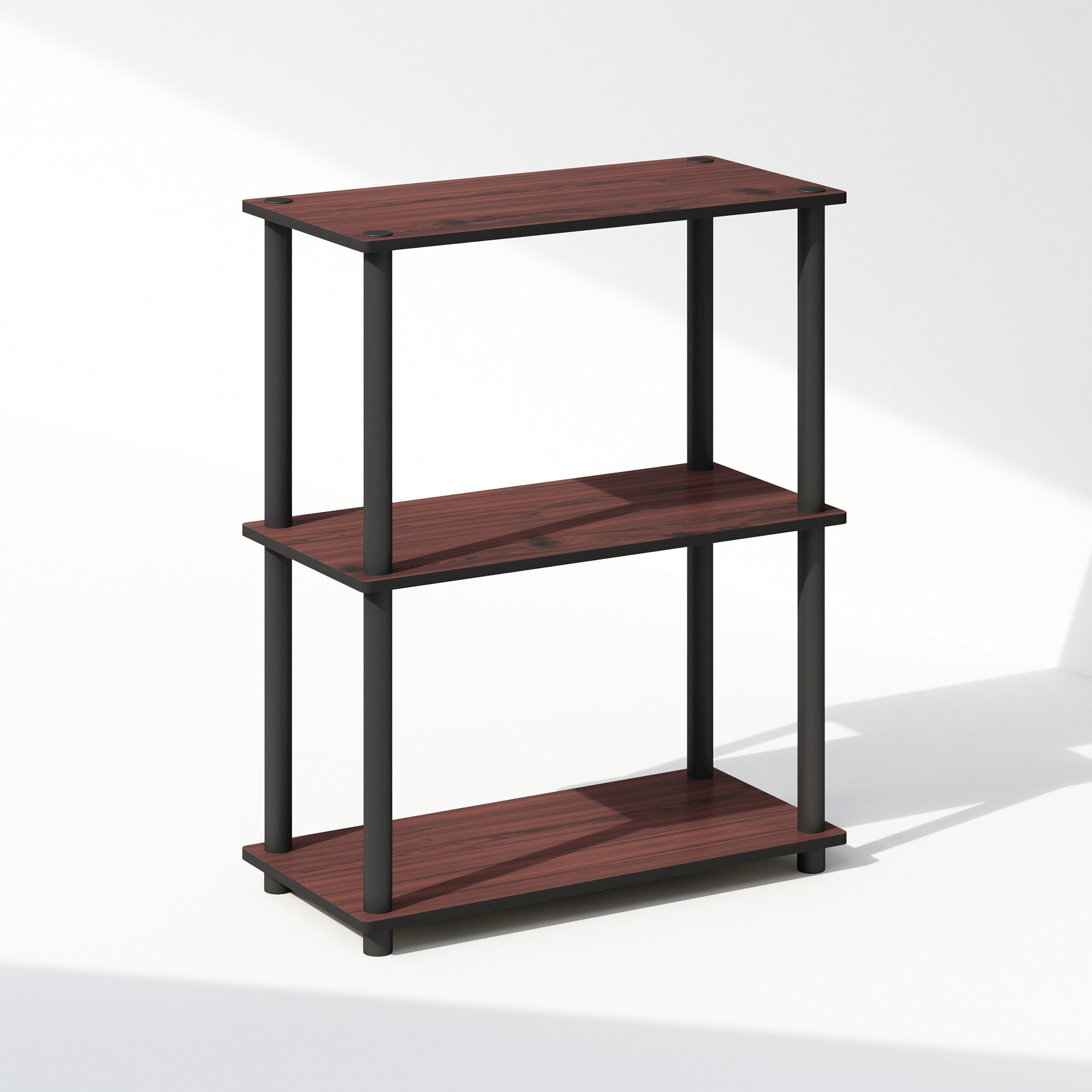Furinno Turn-N-Tube 3-Tier Multipurpose Compact Display Rack, Shelving Unit, Bookcase, Dark Cherry