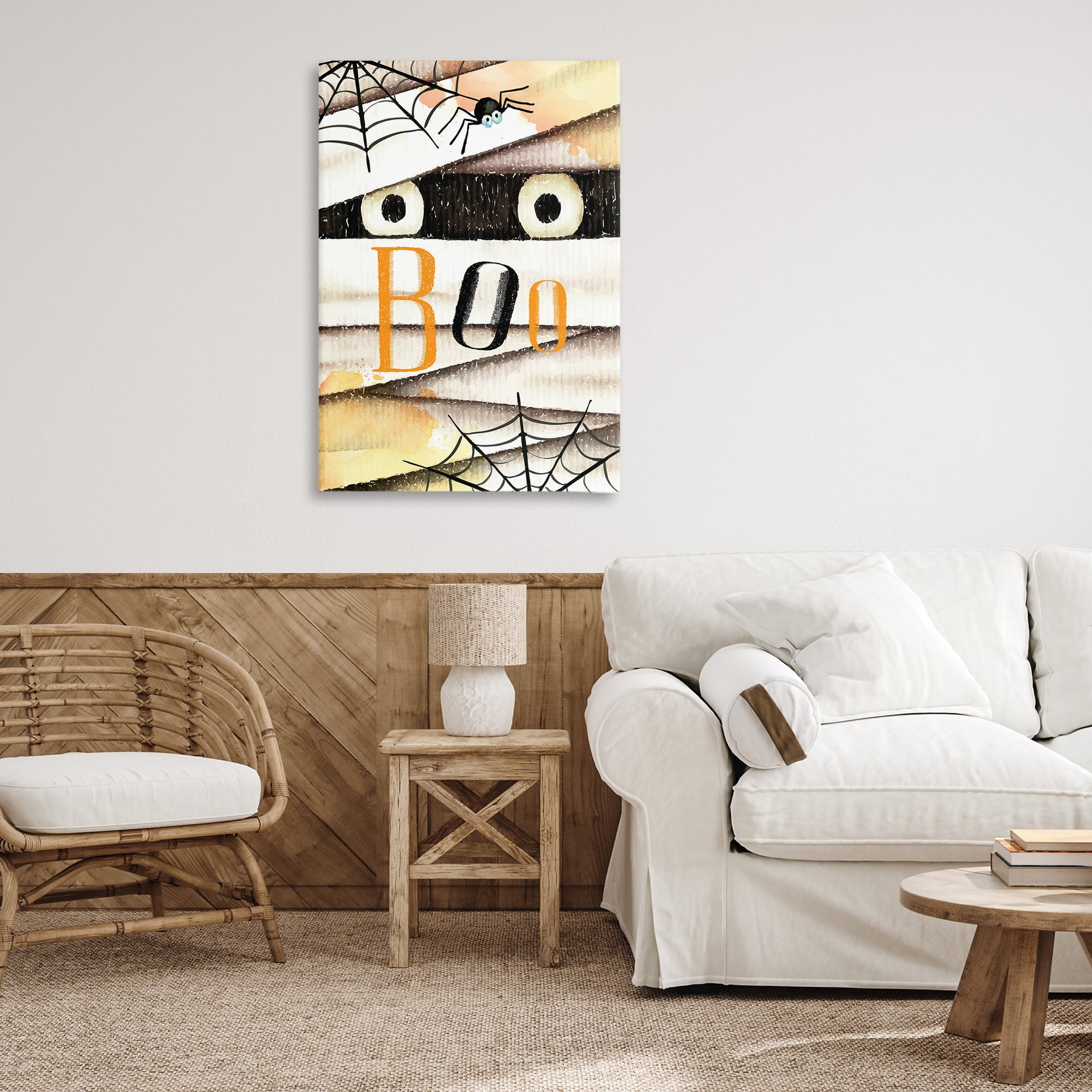 Stupell Industries Spooky Peeking Eyes Typography Painting Gallery Wrapped Canvas Art Print Wall Art, 24 x 36