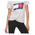 thumbnail image 3 of Tommy Hilfiger Women's Tie Front Logo T-Shirt Gray Size Small, 3 of 3
