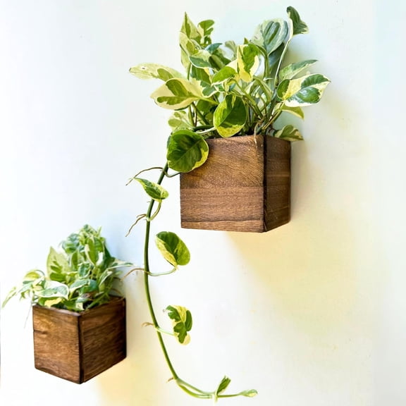 ACDANC Wood Planter Box 4X4 2 Pack Small Square Indoor, Wall Planters for Indoor Plant Window Hanging Flower Pot for Table Centerpiece Herb