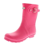 Exotic Identity Original Short Rain Boots, Waterproof, PVC, Nonslip Sole, Garden Boot, Lightweight, Adjustable Ankle Buckle - 9M - Matte Red