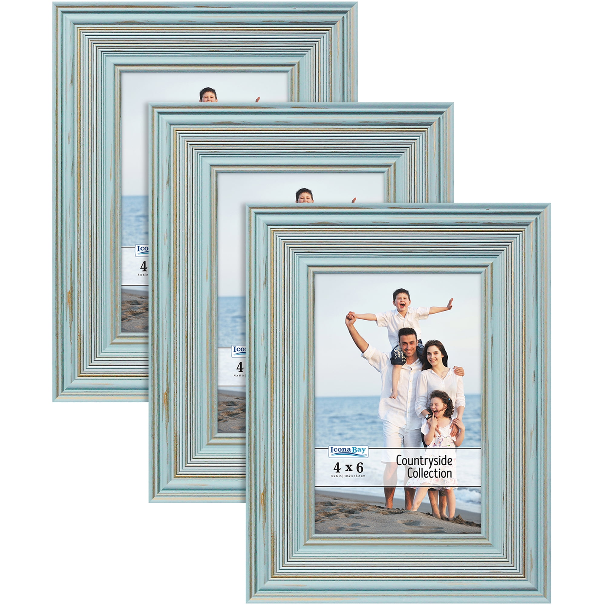 Cherished Memories Collection Traditional Style Composite Wood Frame for Walls or Tables Picture Frame Heritage Gray Wood Finish, 6 Pack 10x15 cm Icona Bay 4x6