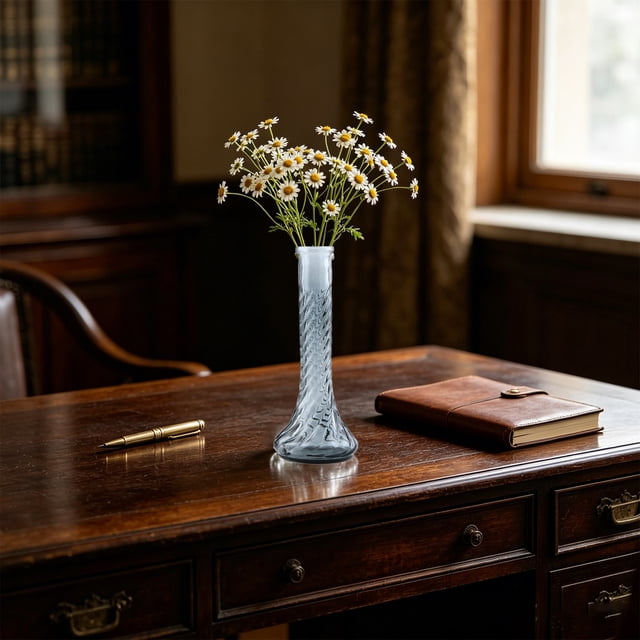 Twisted Small Neck Glass Vase Decorative Flower Vase For Hydroponic Plants Fresh Cut Flowers Home Living Room Table Centerpiece Office Shelf Display