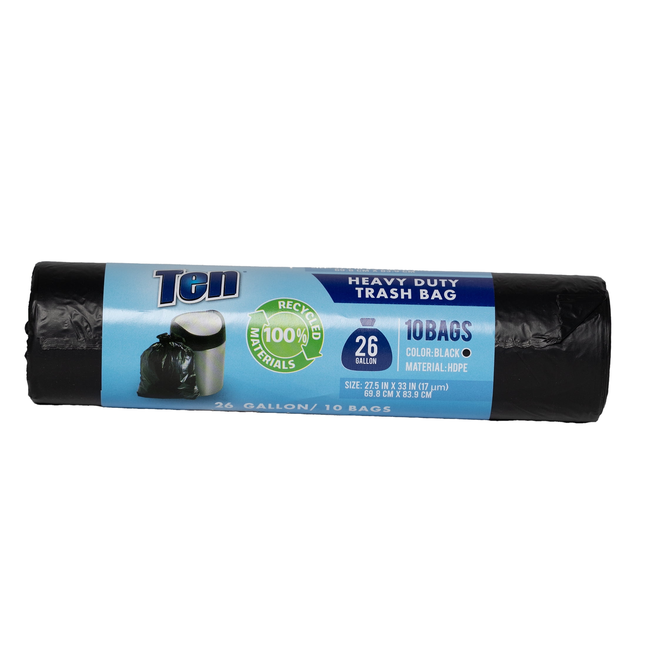 Ten 13 Gallon Flat Top Trash Bags 15 Count per Roll