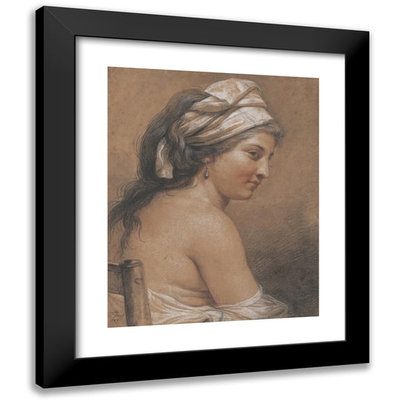 Adélaïde Labille-Guiard 12x14 Black Modern Framed Museum Art Print Titled - Study of a Seated Woman Seen from Behind (Marie-Gabrielle Capet) (1789)