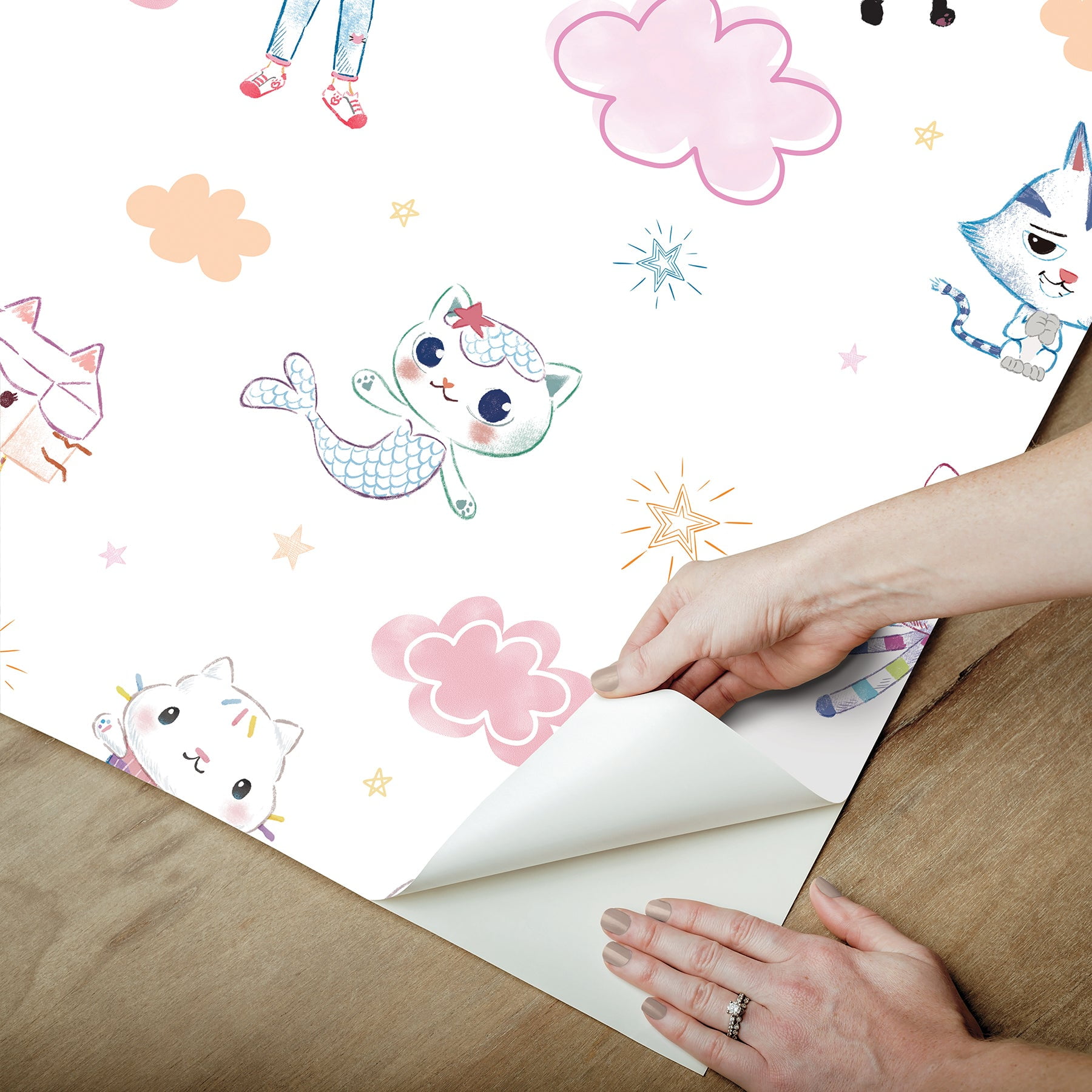DreamWorks Gabby's Dollhouse Sketch Characters Peel and Stick Wallpaper by RoomMates