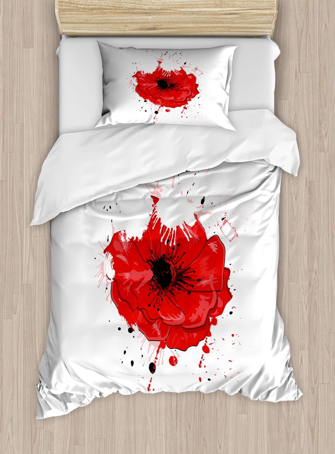 Poppy Twin Size Duvet Cover Set Head Of A Herbaceous Plant Opiate Poppy Twin Size Duvet Cover Set Head