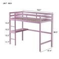 thumbnail image 5 of Noble House Twin High Loft Bed, Rubber Wood Frame with Safety Guardrails, Built-In Desk and Ladder, Pink, 5 of 11