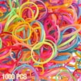 thumbnail image 1 of 1000pcs Disposable Rubber Bands Elastic Multicolored Ponytail Hair Ties, 1 of 7
