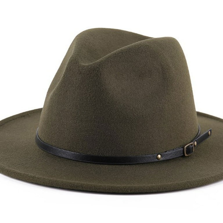 Women's Fedora Hats, Adjustable Wide Brim Panama Hat with Belt