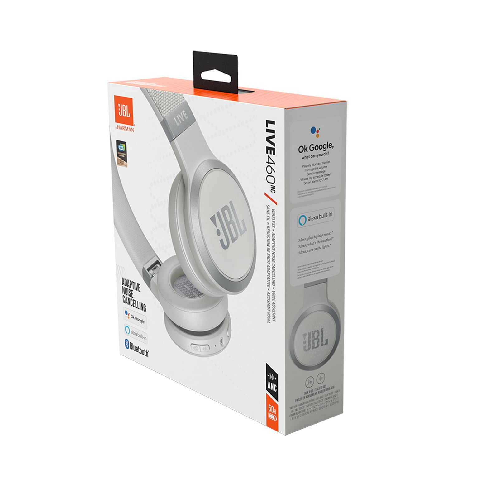 JBL Live 460NC - Wireless on-ear NC headphones - White