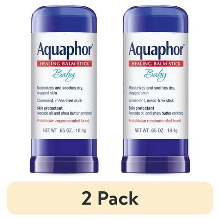(2 pack) Aquaphor Baby Healing Balm Stick for Dry, Chapped, Chafed Skin, Hypoallergenic, Mess-Free, 0.65 oz