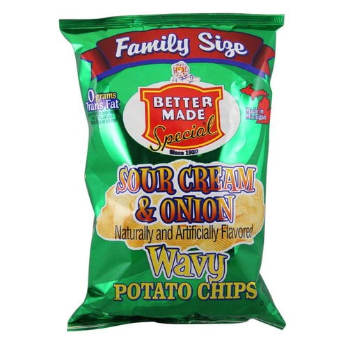 Better Made Wavy Sour Cream & Onion Potato Chips Family Size, 9.5 Oz