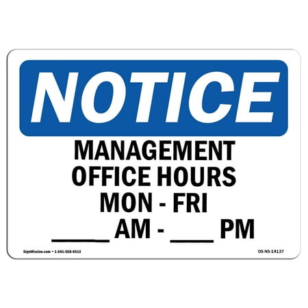 osha notice sign management office hours mon fri am