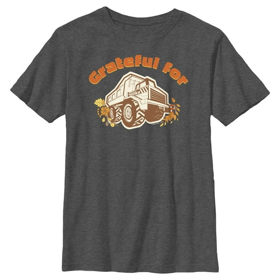 Boy's Tonka Grateful For Trucks  Graphic Tee Charcoal Heather X Large