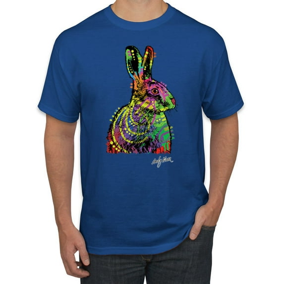 Colorful Rainbow Rabbit Animal Lover Men's Graphic T-Shirt, Royal, Medium