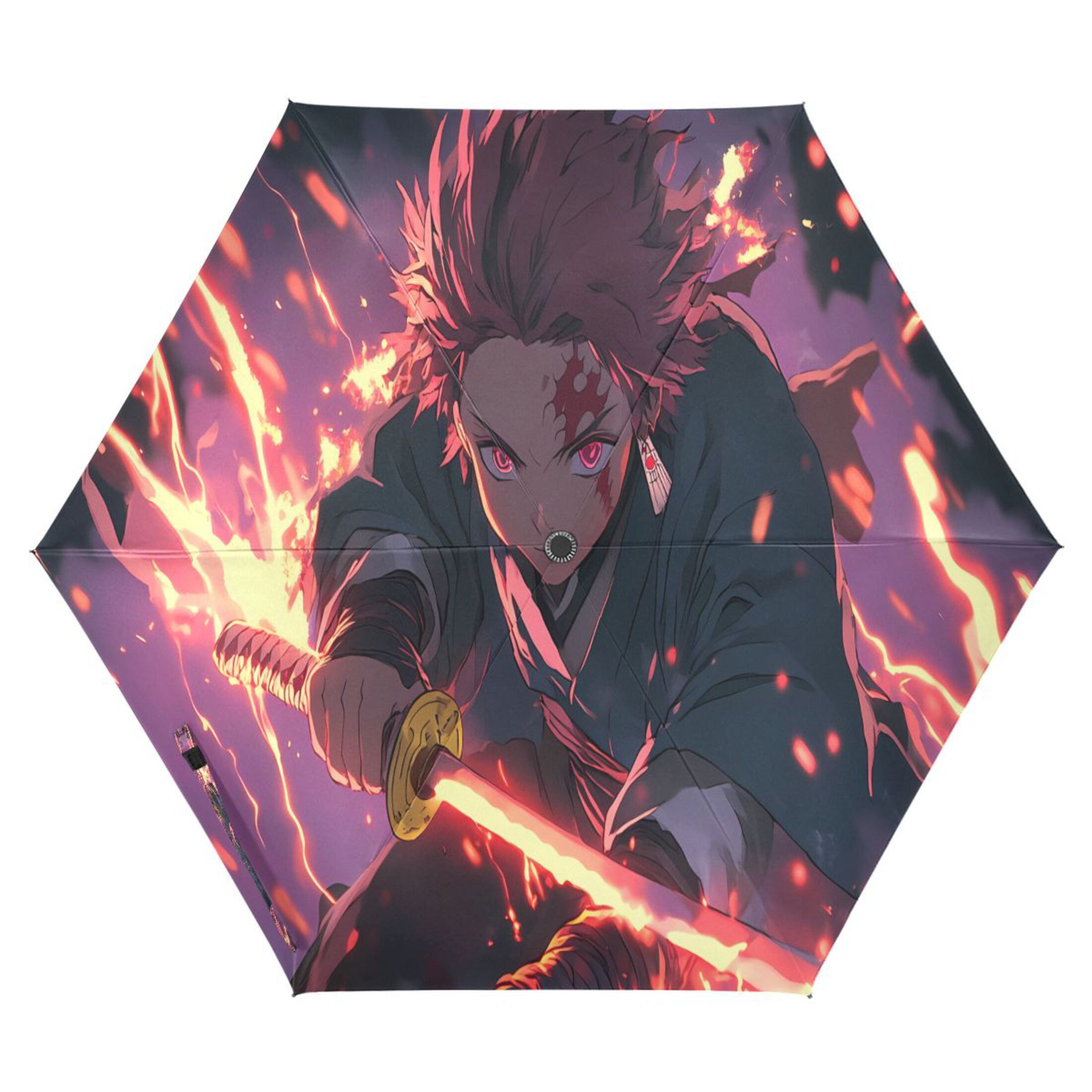 Kamado Tanjirou Waving Sword Compact Sun Umbrella Windproof Travel Umbrellas for Rain Strong Portable UV Protection