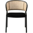 thumbnail image 3 of LeisureMod Ervilla Mid Century Modern Dining Chair With Stainless Steel Legs Velvet Seat and Wicker Back, Contemporary Dining Arm Chairs for Kitchen and Dining Room, Set of 2 (Black), 3 of 11