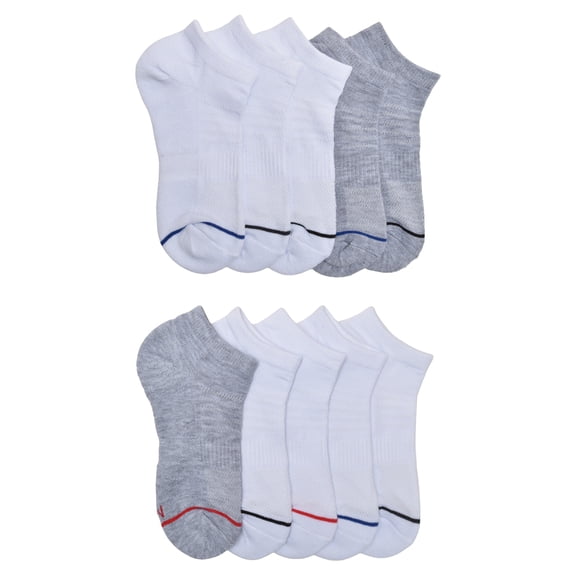 Athletic Works Boys Stripe Toe No Show, 10-pack, Size Medium (Shoe Size 9-2.5)