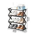 thumbnail image 3 of 2X Zapatero en forma de X para el hogar, multifuncional, de acero, para estudiantes, dormitorio, estante a prueba de polvo, color negro, 3 of 4