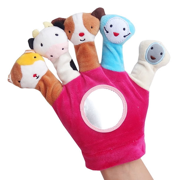 Guante de dibujos animados de animales, juguetes de peluche para dedos en los dedos, muñeca biológica para niños, títeres de mano educativos para niños, juguete Inevent WJ2940-02