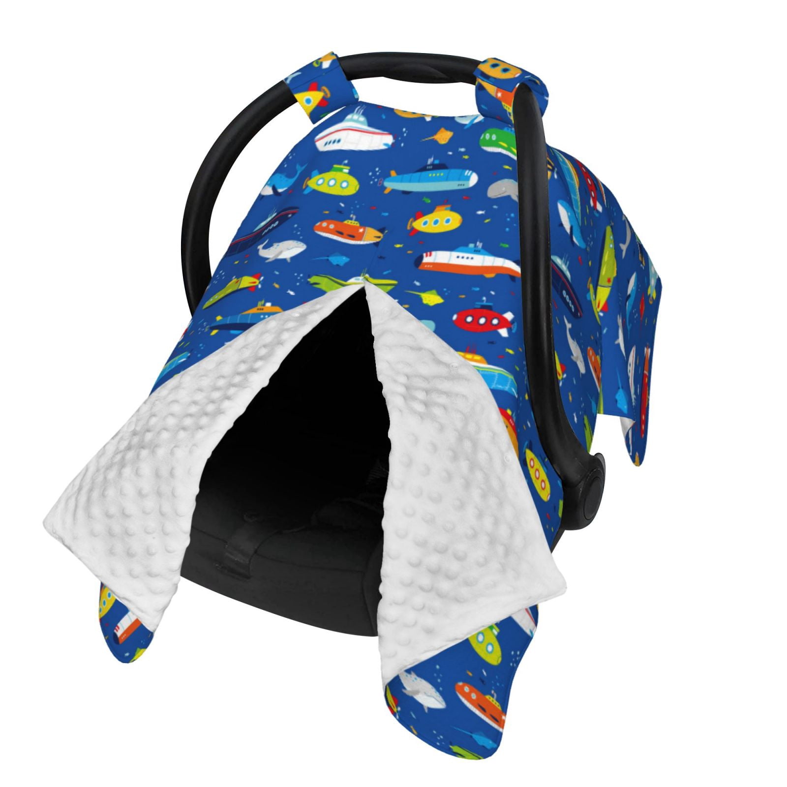 Naloa Submarines And Whales Baby Car Seat Cover, Breathable Baby Carrier Cover, Multiuse Baby Carrier Cover & Nursing Breastfeeding Cover