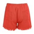 thumbnail image 6 of FINALGANG Womens Chambray Ruffle Hem Shorts With Drawstring Elastic Waist Patch Pockets For Summer Beach Vacations Casual Daily Wear Red L, 6 of 6