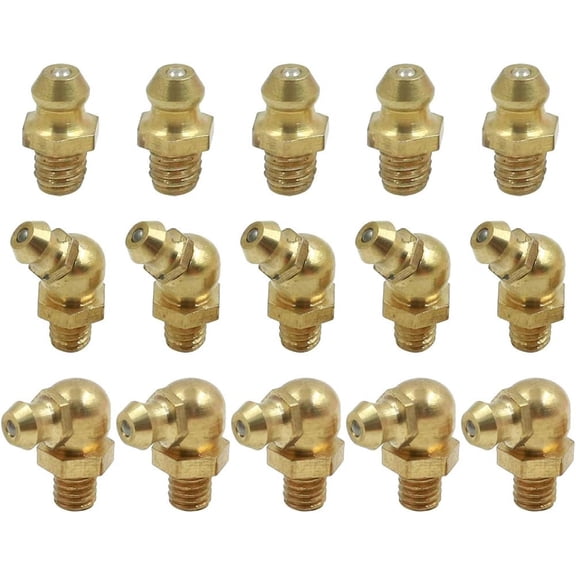 Brass Straight 45 90 Degree Angle Grease Nipple Fittings Kit for Car 5 Set - M6