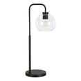 thumbnail image 1 of Henn&Hart Modern Metal Arc Table Lamp with Globe Shade in Black/Clear, 1 of 3