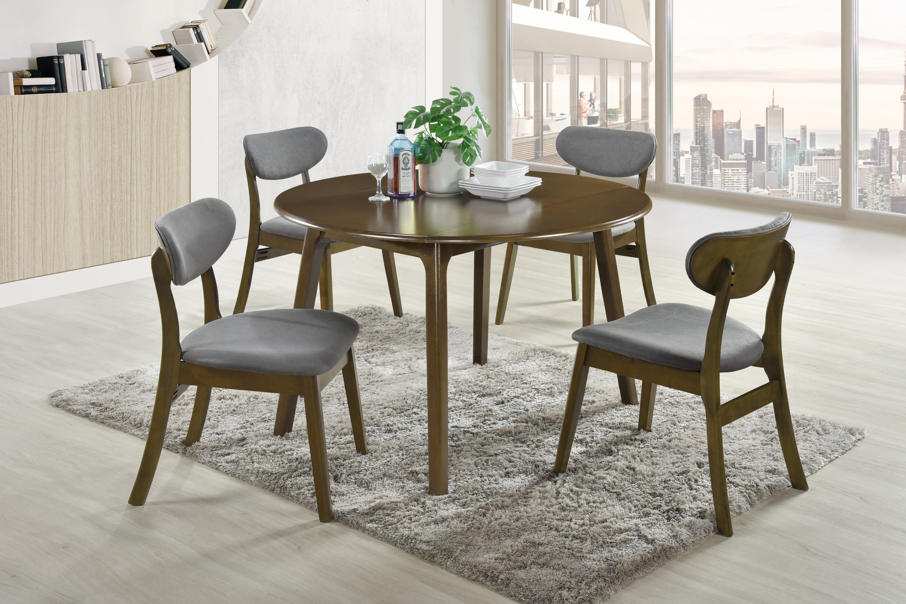 Home Design Kitty Dining Chair (Set of 4), Gray/Brown, Curved-back design, Padded seat, Comfortable seating, Sturdy frame, Modern style, Durable construction