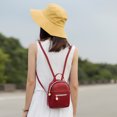 thumbnail image 3 of Women Faux Leather Backpack Solid Color Mini Shoulder Bag Mini Phone Backpack, 3 of 10